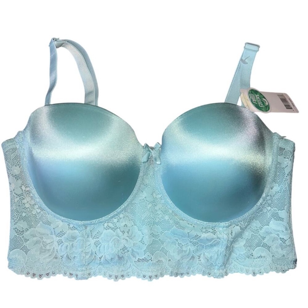 NWT Sexy Honeydew Intimates Full Figure Light Blue Lace Bra Size 36D